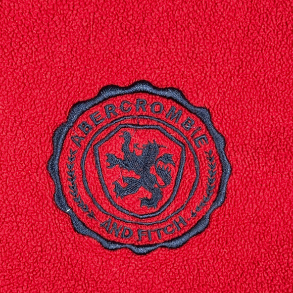 Vintage Abercrombie Fitch Hoodie Adult MEDIUM Red Fleece Muscle Crest Logo 90s - Picture 4 of 8